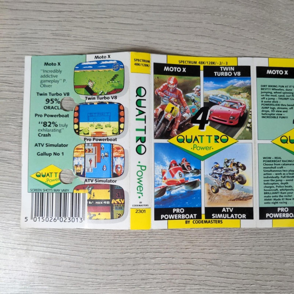4 Quattro Power 2301 Moto X  ZX Spectrum 48K 128K Game Cassette Tested & Working