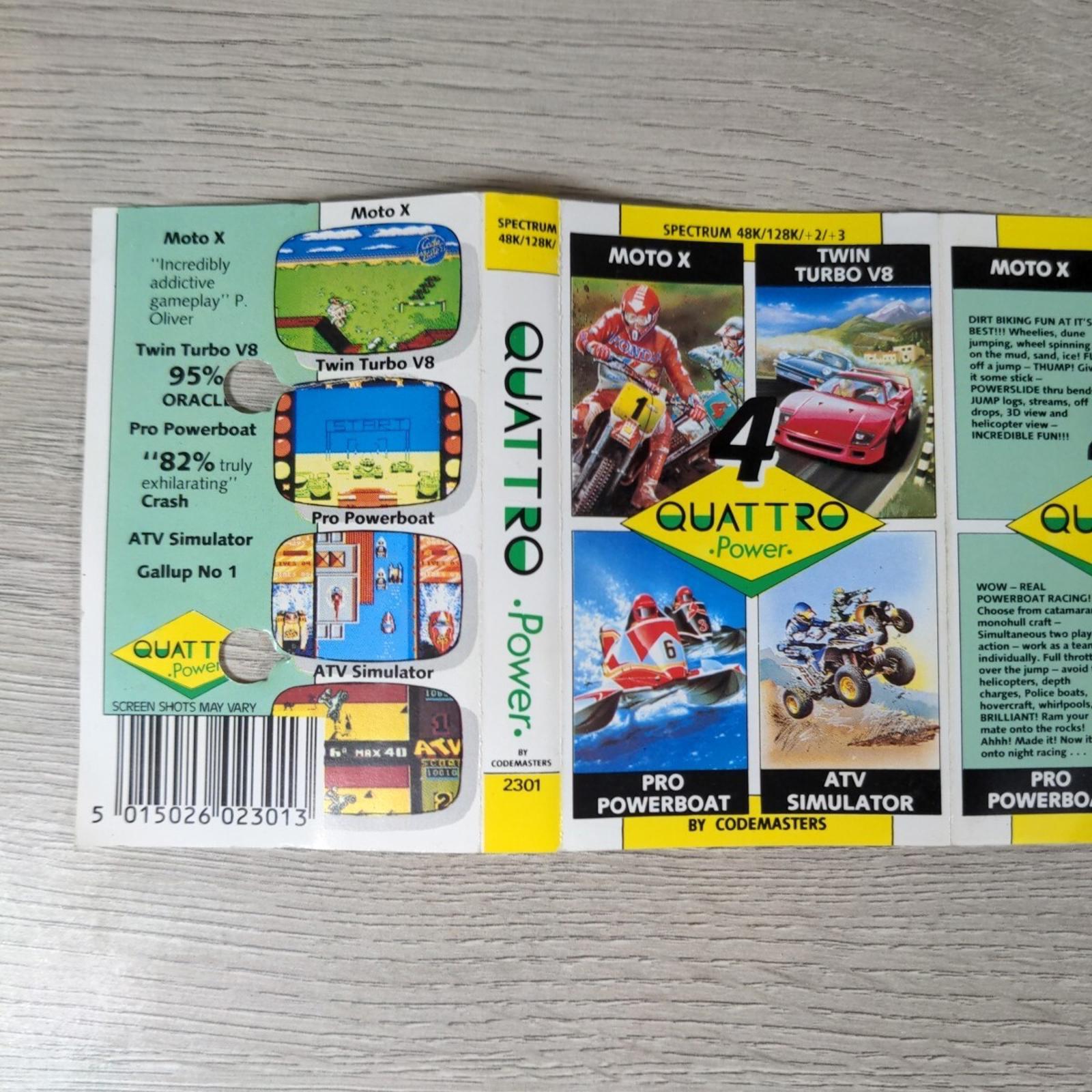 4 Quattro Power 2301 Moto X  ZX Spectrum 48K 128K Game Cassette Tested & Working