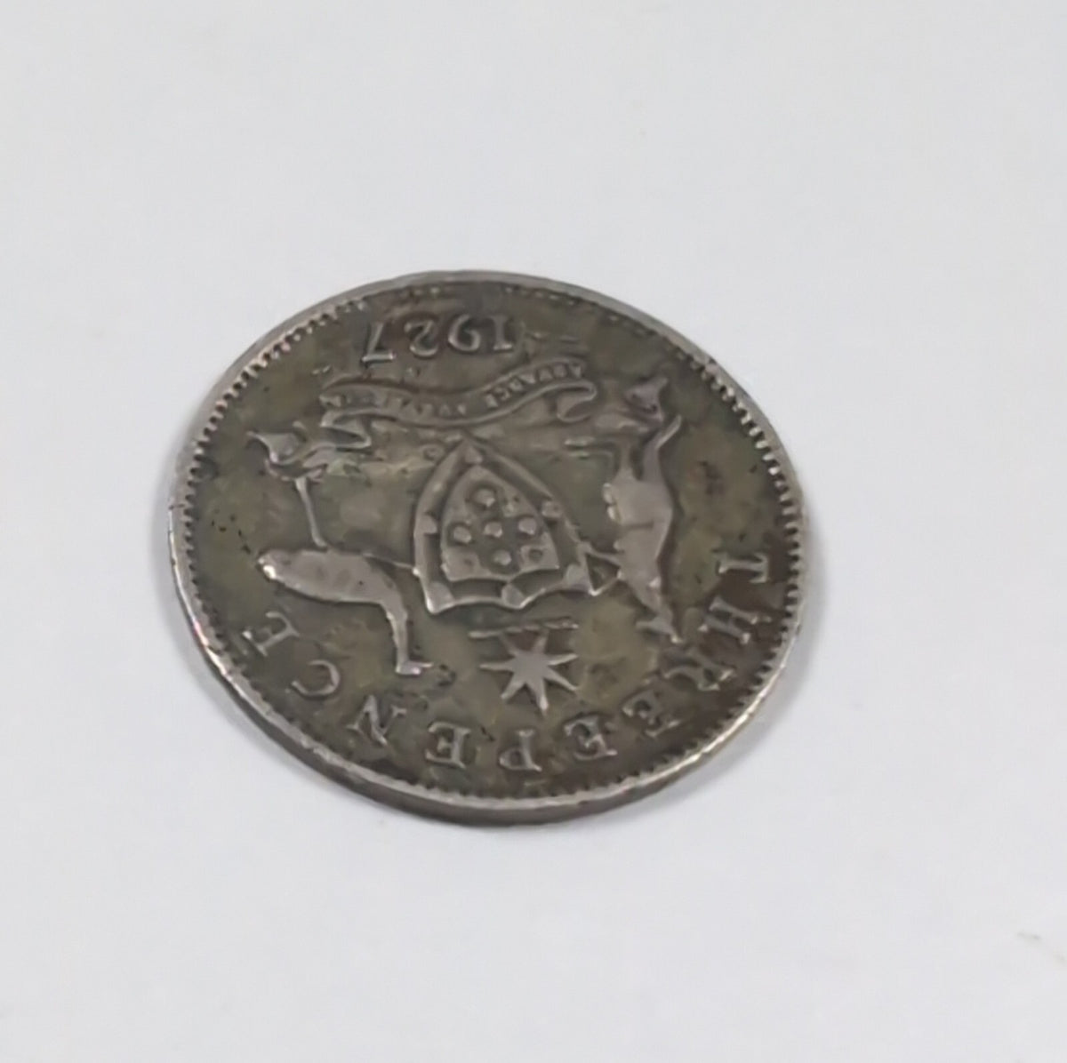1927 George V Sterling Silver 3D Threepence Coin Good Condition Vintage Coin