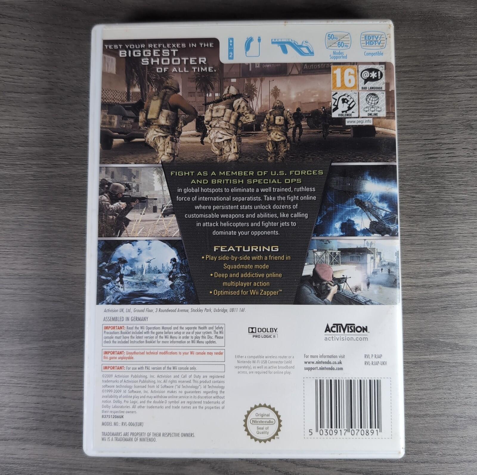 Call Of Duty Modern Warfare Reflex Edition Nintendo Wii Game Tested VGC Disk