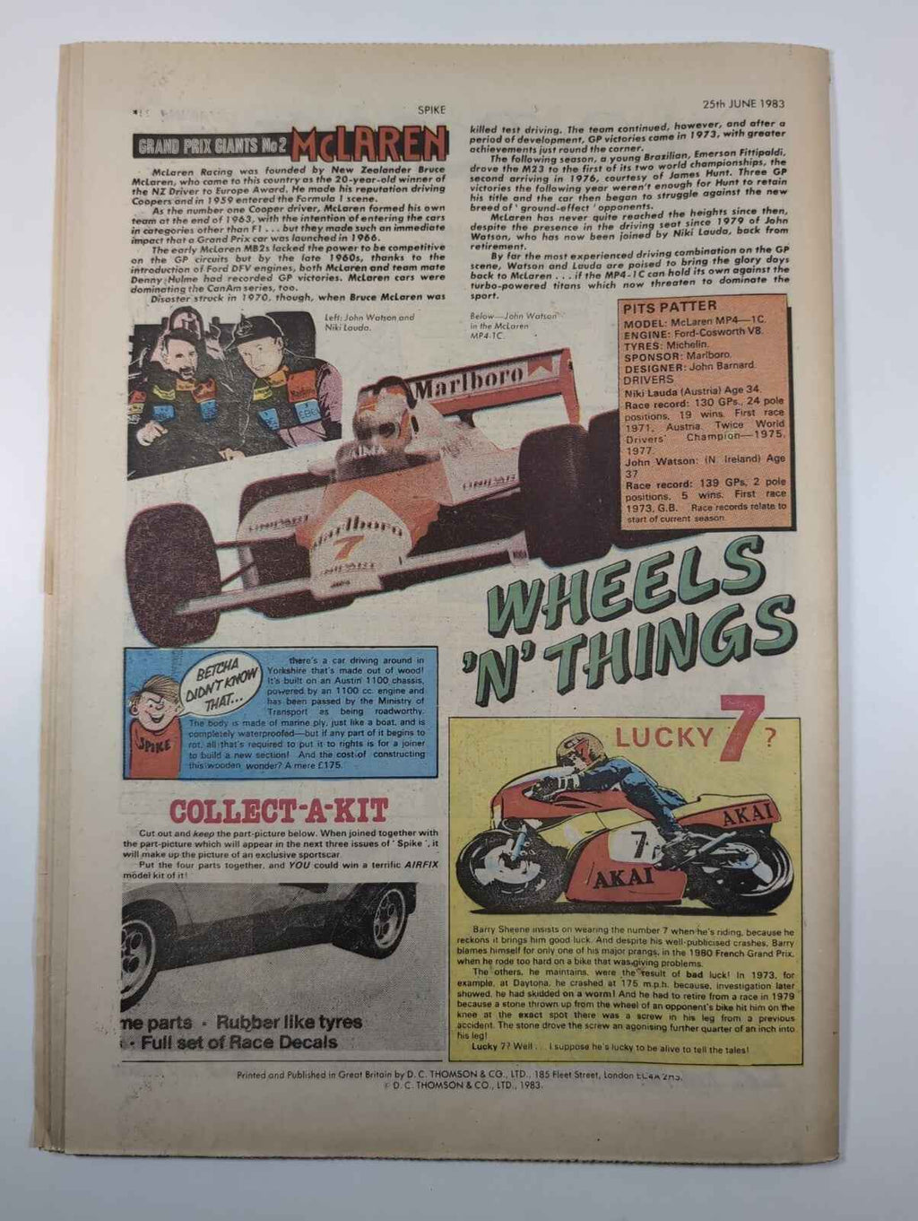 Spike Comic Issue No. 23 June 25th 1983 D.C Thomson Vintage Retro Comic