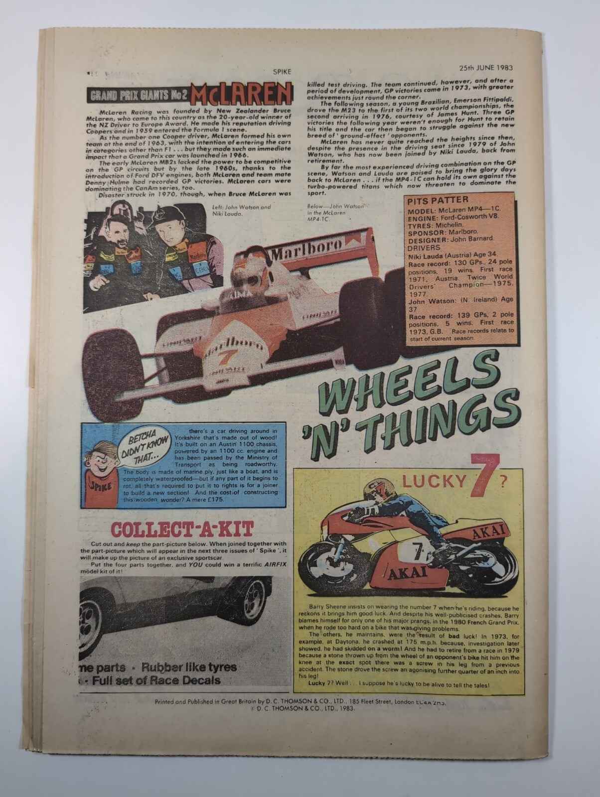 Spike Comic Issue No. 23 June 25th 1983 D.C Thomson Vintage Retro Comic