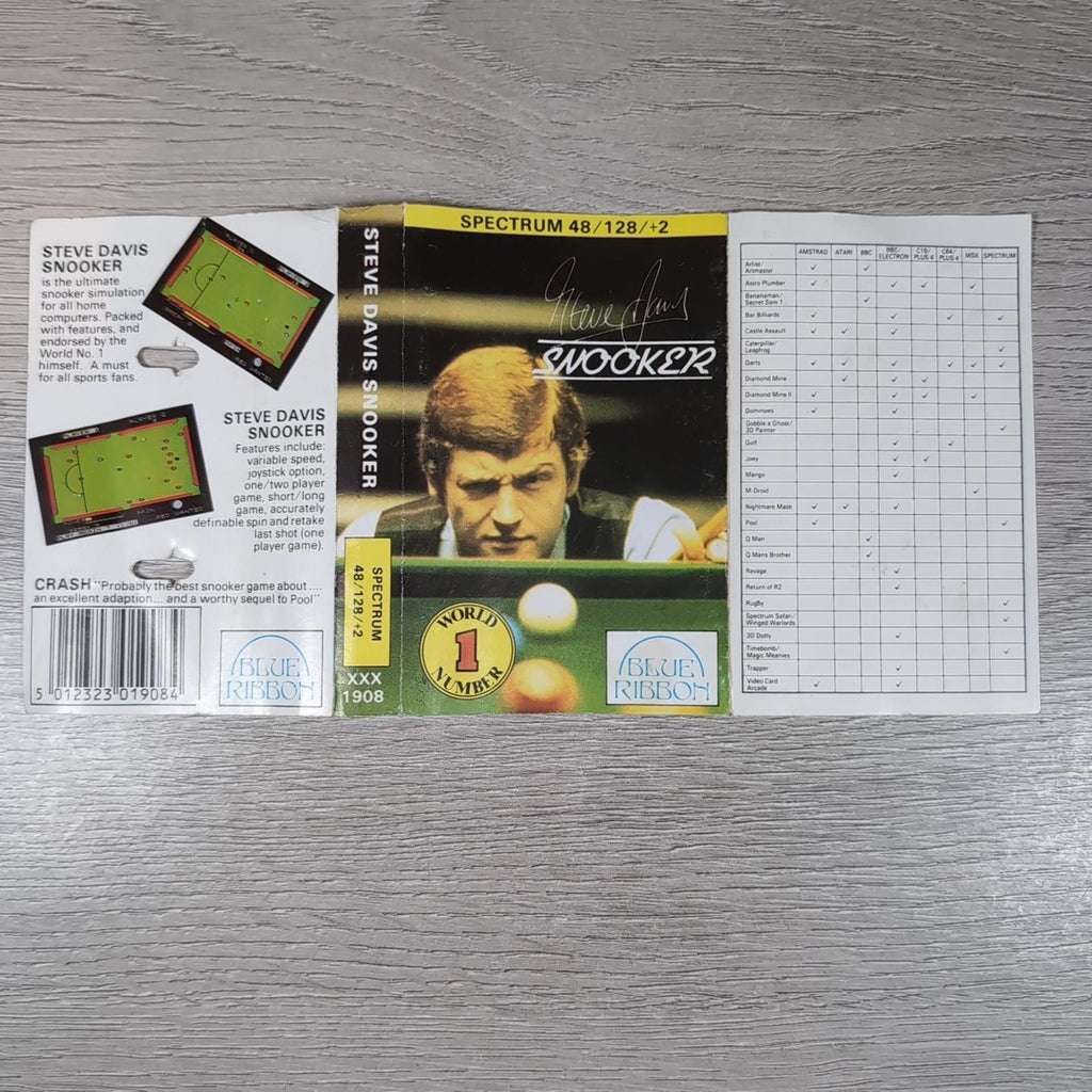 Steve Davis Snooker ZX Spectrum 48K 128K Video Game Cassette Tested & Working