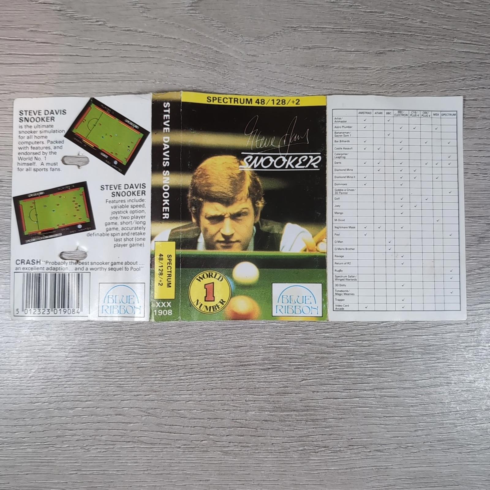 Steve Davis Snooker ZX Spectrum 48K 128K Video Game Cassette Tested & Working