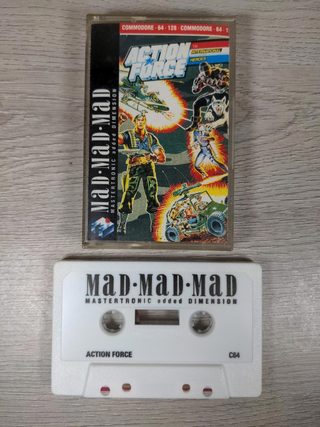 Action Force Commodore 64 C64 Game Cassette Mad Mastertronic Tested & Working