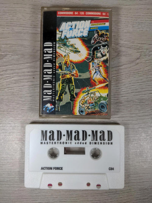 Action Force Commodore 64 C64 Game Cassette Mad Mastertronic Tested & Working