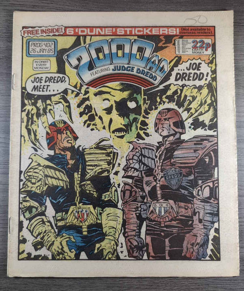 2000AD Prog 402 Featuring Judge Dread Comic 26th Jan 1985 Vintage Retro Comic