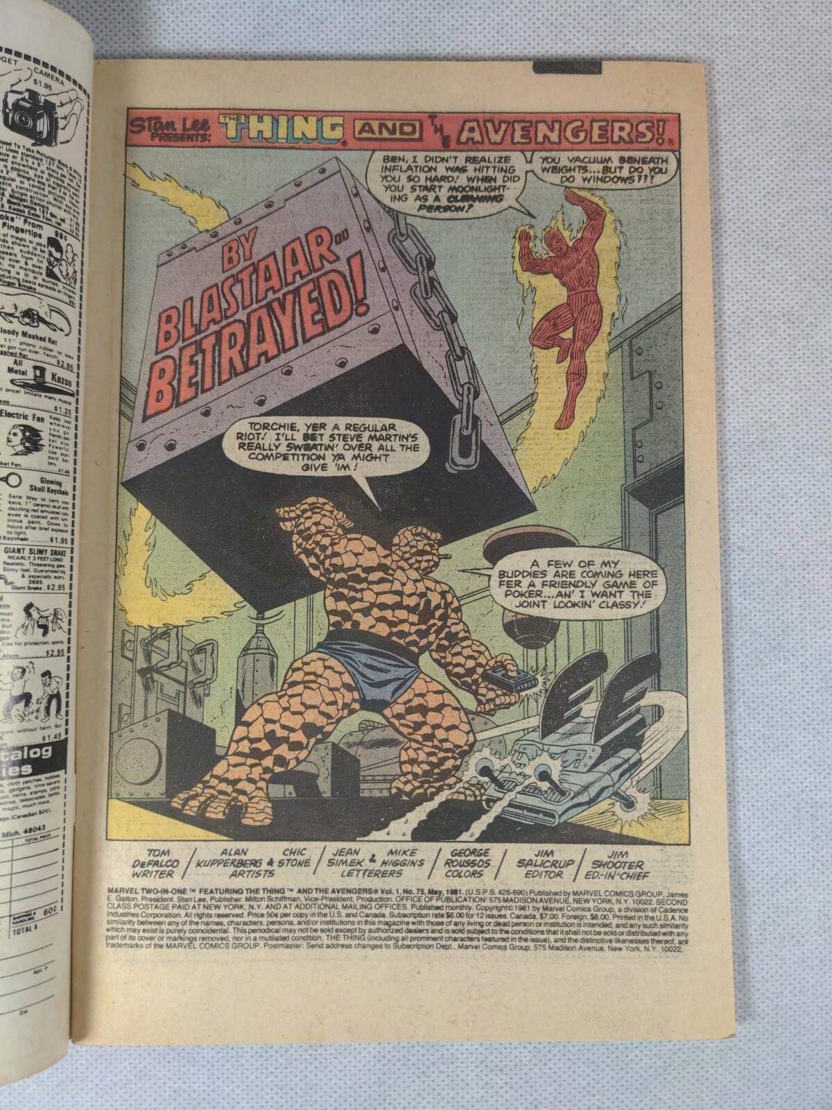 Marvel Comics Two-In-One The Thing And The Avengers #75 May 1981