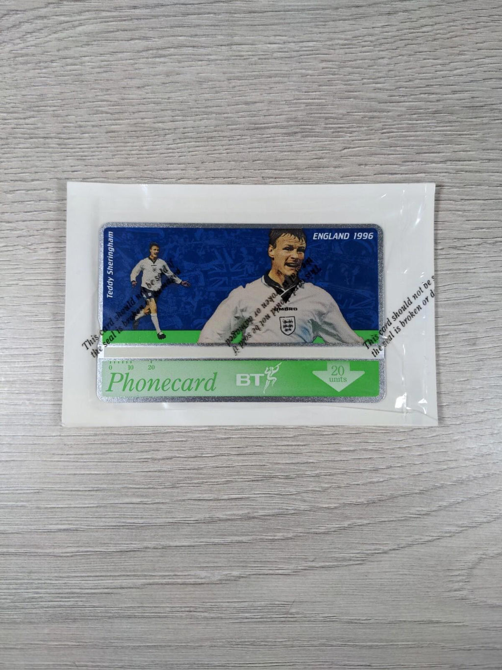 Phone Card England 1996 Teddy Sheringham £2 Vintage Phonecard Sealed & Unused