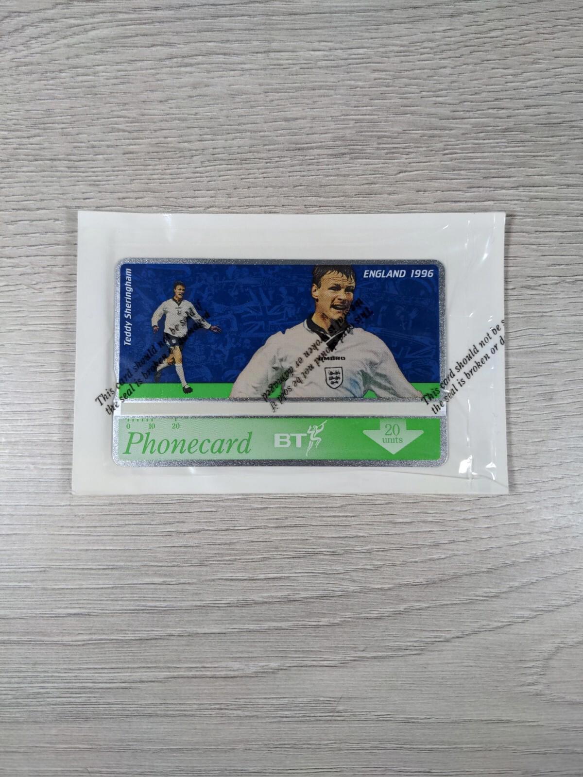 Phone Card England 1996 Teddy Sheringham £2 Vintage Phonecard Sealed & Unused - Retrorama UK