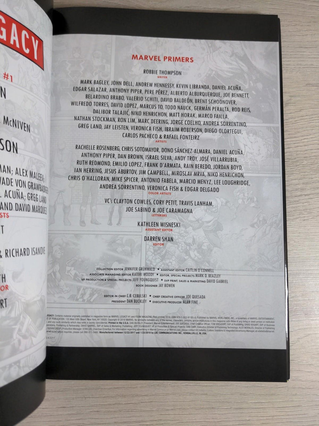 Marvel Legacy by Jason Aaron Hardcover Graphic Novel Book 2018