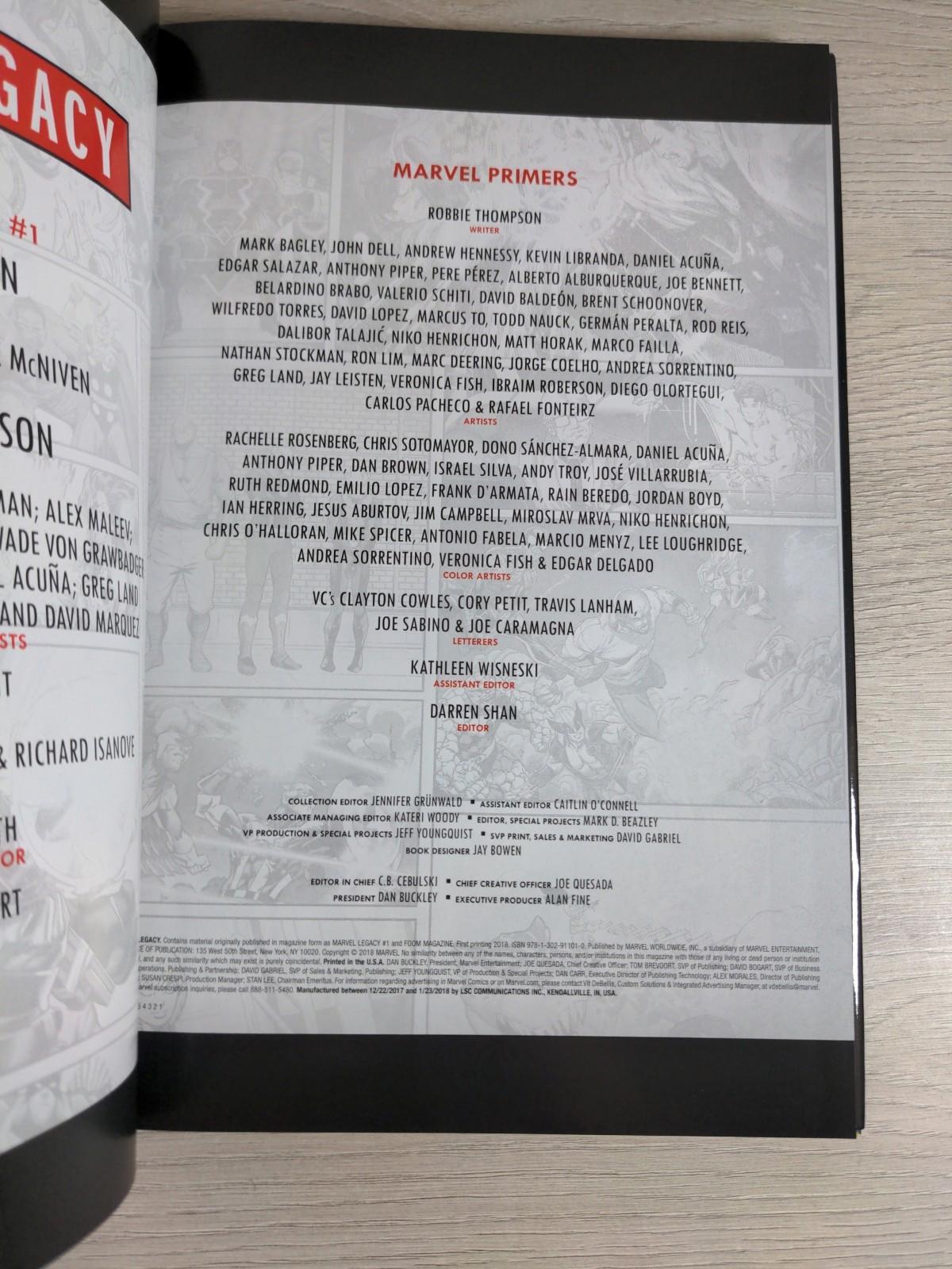 Marvel Legacy by Jason Aaron Hardcover Graphic Novel Book 2018