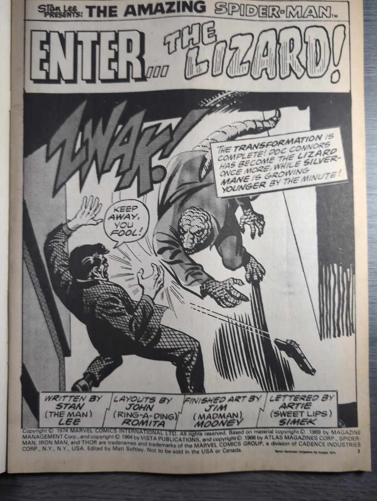 Spider-Man Comics Weekly No 91 Marvel Comics UK 9th November 1974 Vintage Comic