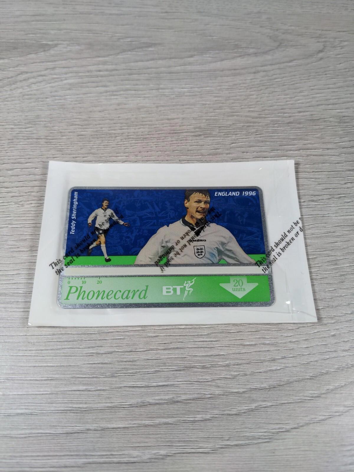 Phone Card England 1996 Teddy Sheringham £2 Vintage Phonecard Sealed & Unused - Retrorama UK