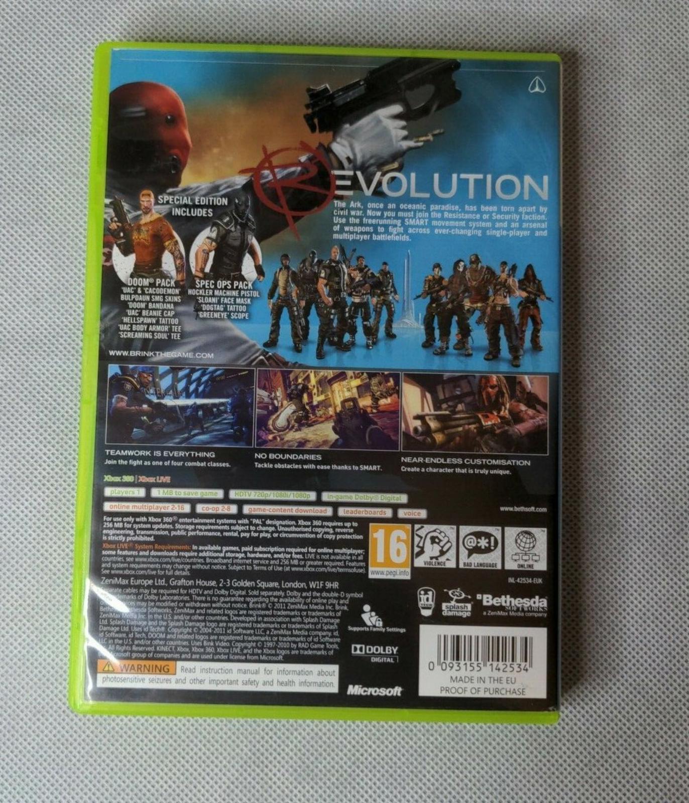 Brink Special Edition Microsoft Xbox 360 Game PAL 16+ Manual Included