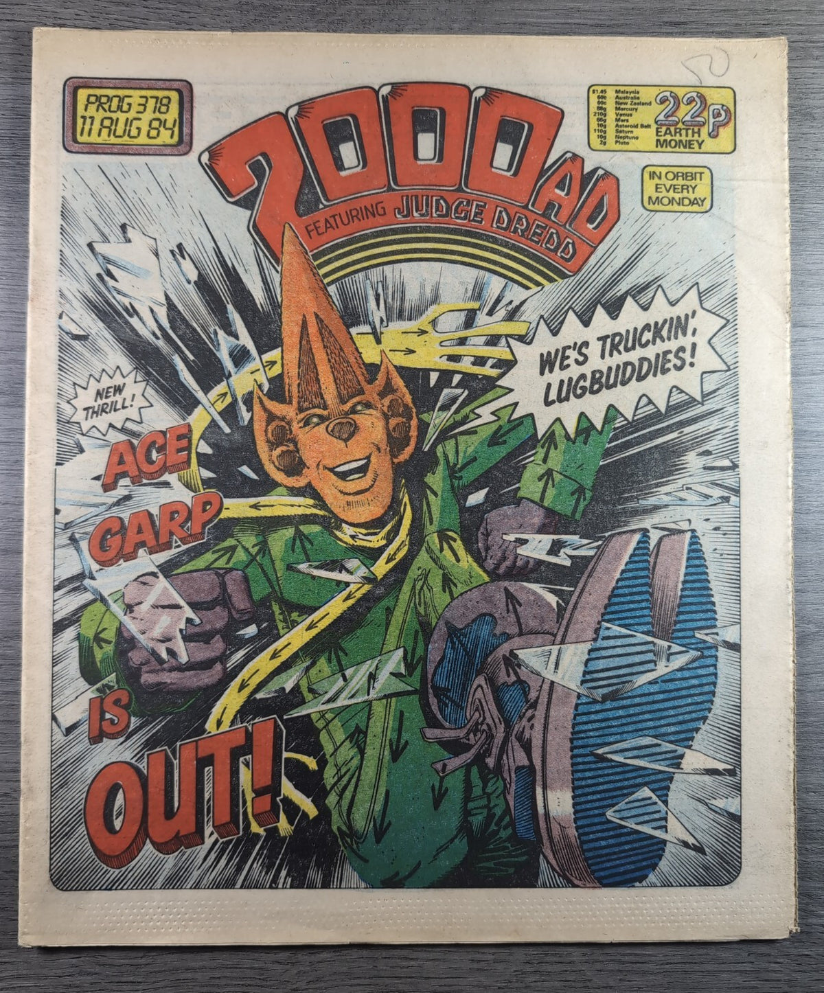 2000AD Prog 378 Featuring Judge Dredd Comic 11th August 1984 Vintage Retro Comic
