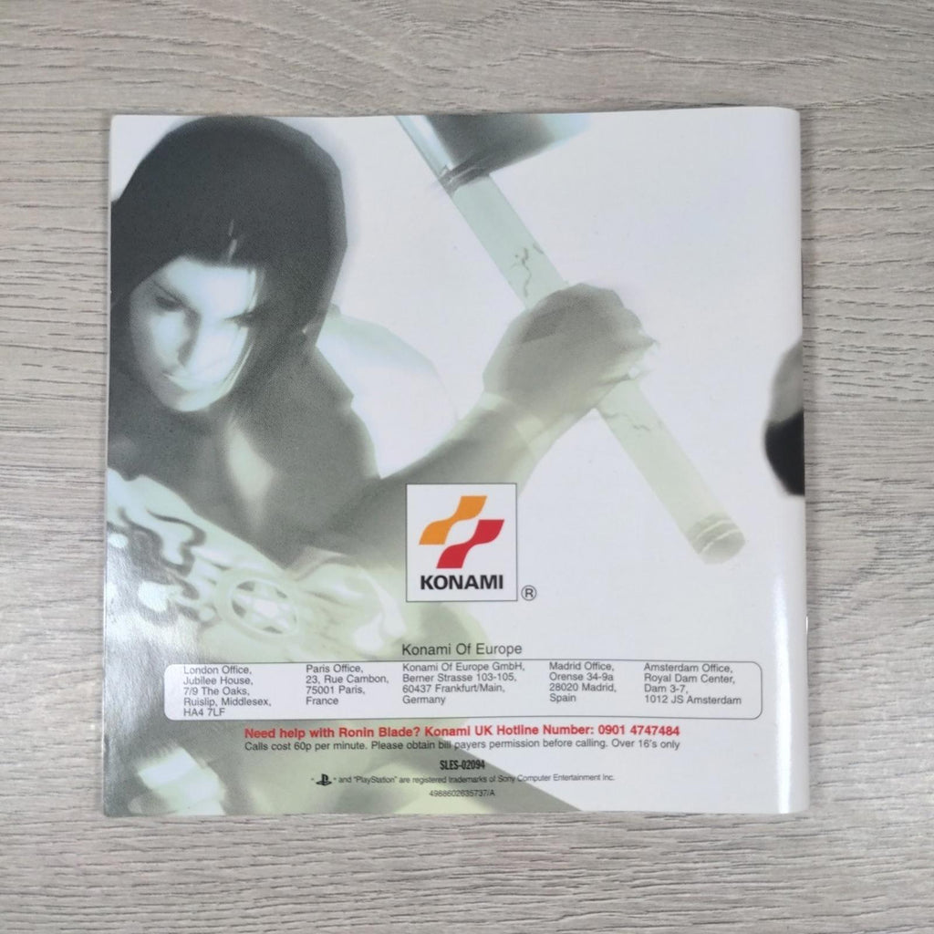 Ronin Blade Playstation 1 PS1 Game + Manual Tested & Working PAL