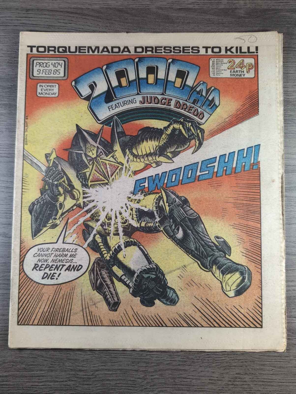 2000AD Prog 404 Featuring Judge Dread Comic 9th Feb 1985 Vintage Retro Comic