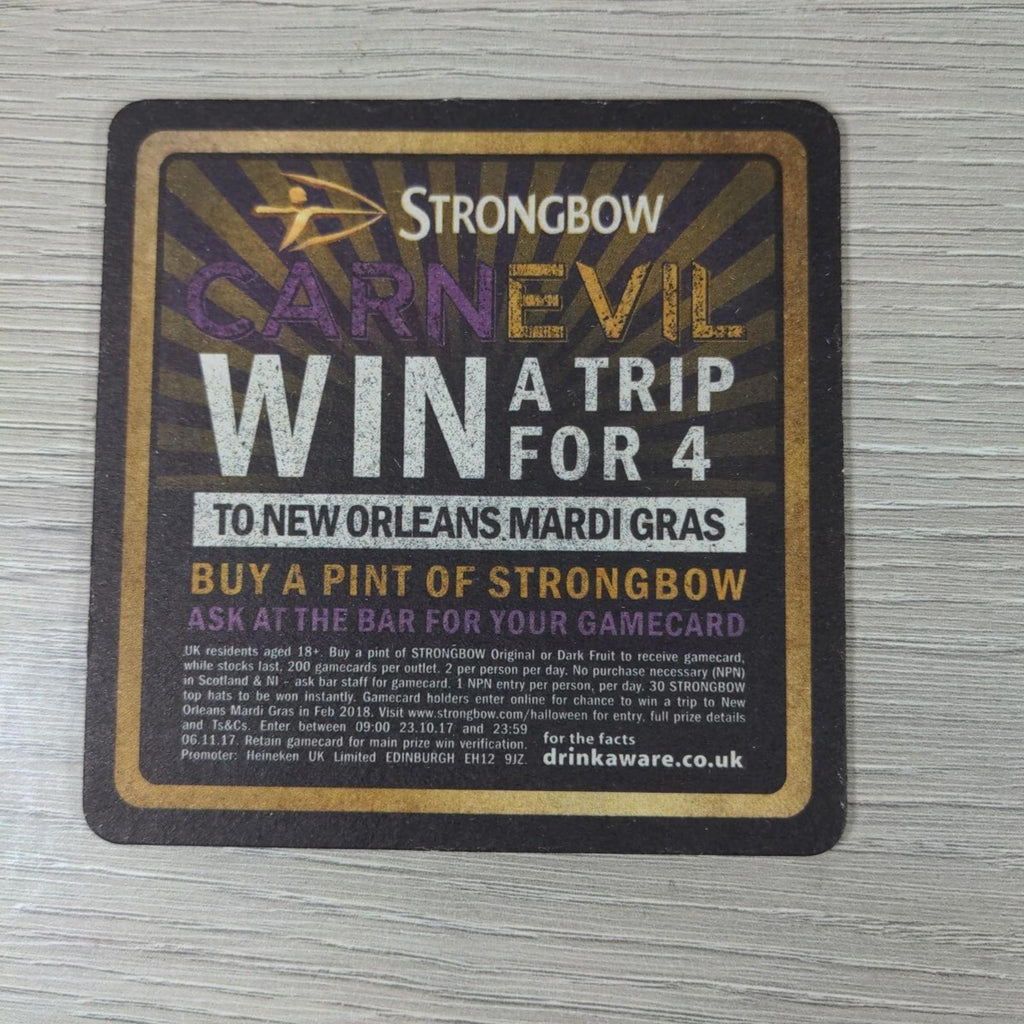 Strongbow 5 x Vintage Beer Mats Pub Bar Coaster Breweriana - Retrorama UK