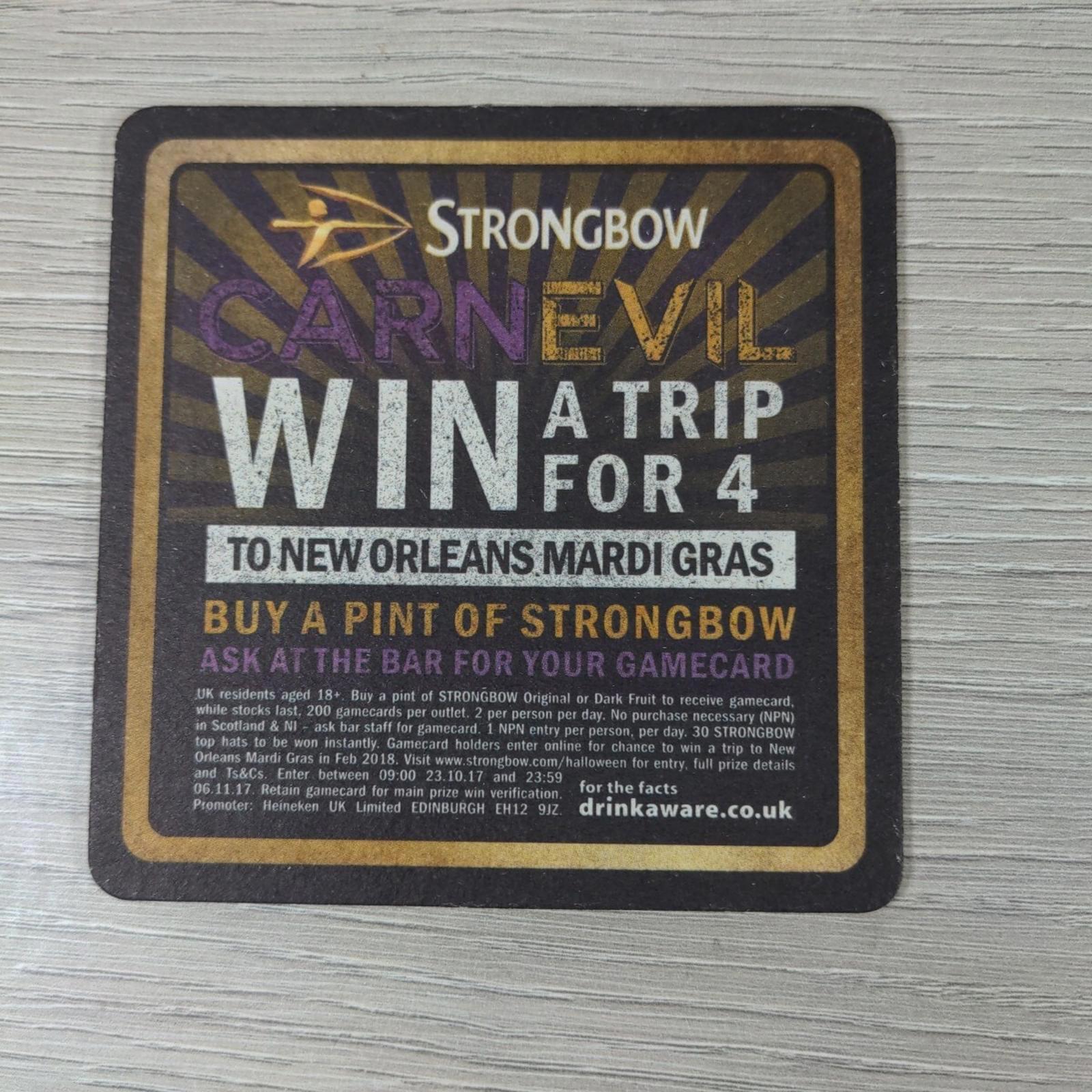 Strongbow 5 x Vintage Beer Mats Pub Bar Coaster Breweriana - Retrorama UK