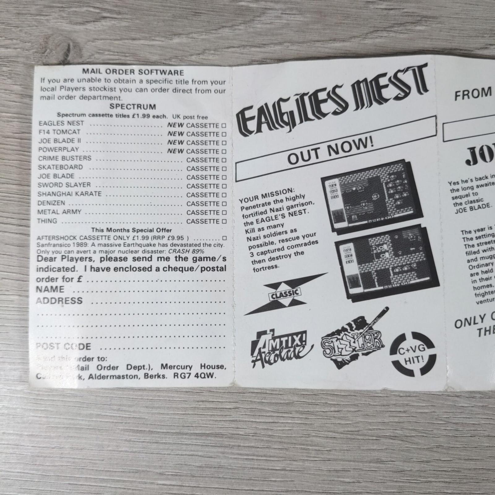 Tomcat ZX Spectrum 48K 128K Game Cassette Tested & Working - Retrorama UK