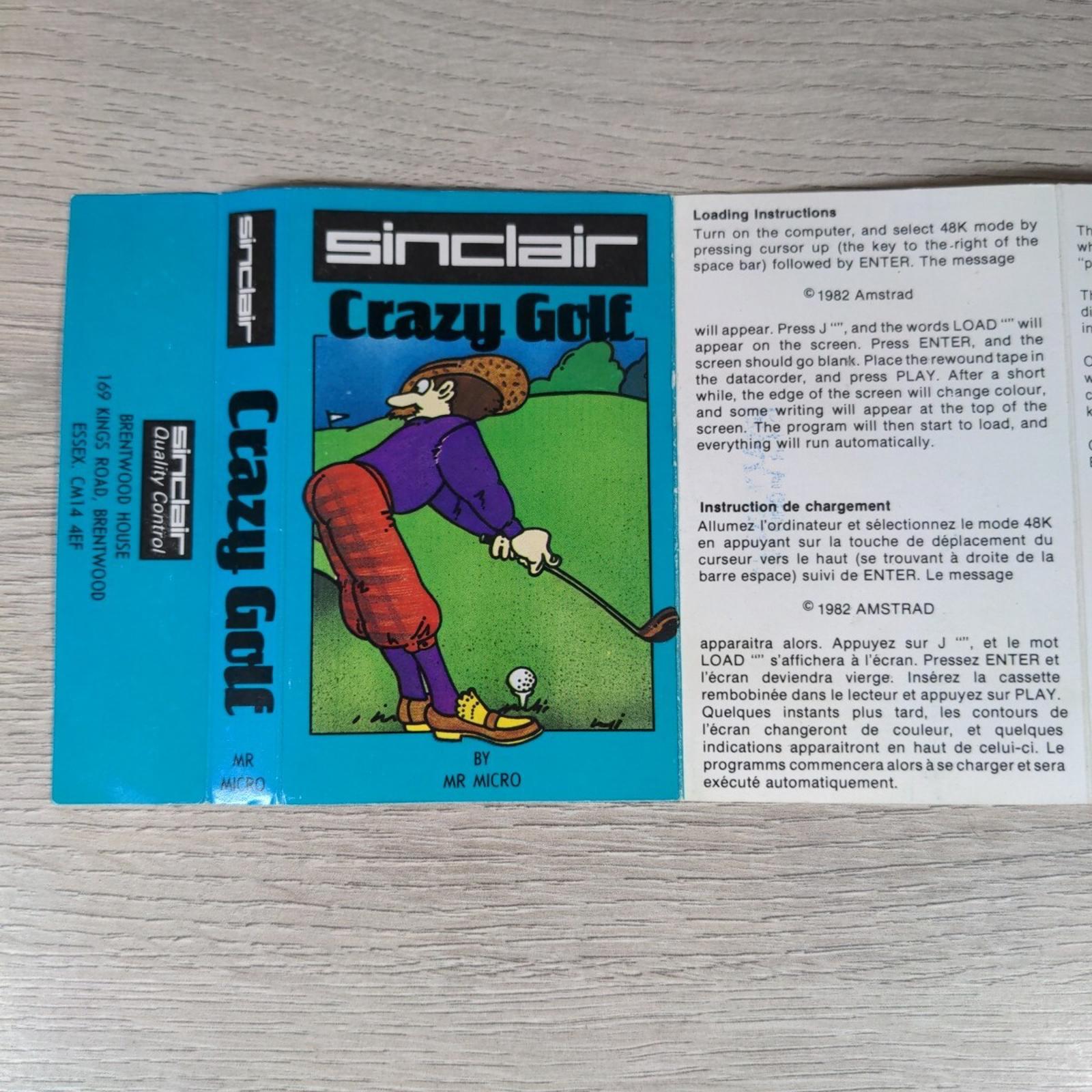 Crazy Golf Sinclair ZX Spectrum 48K Video Game Cassette Tested & Working