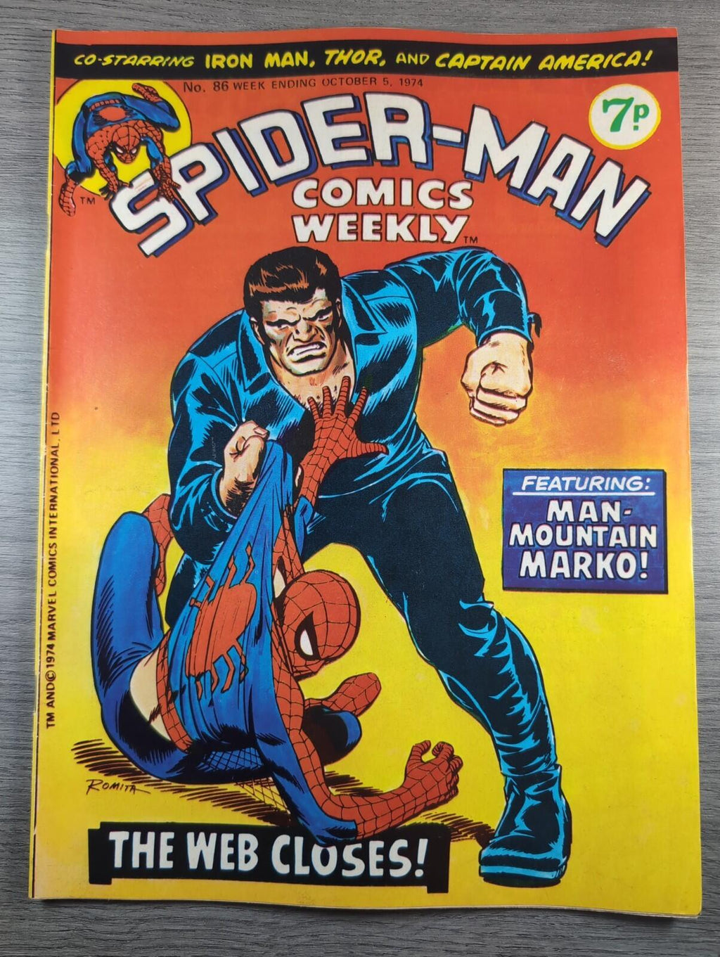 Spider-Man Comics Weekly No 86 Marvel Comics UK 5th October 1974 Vintage Comic