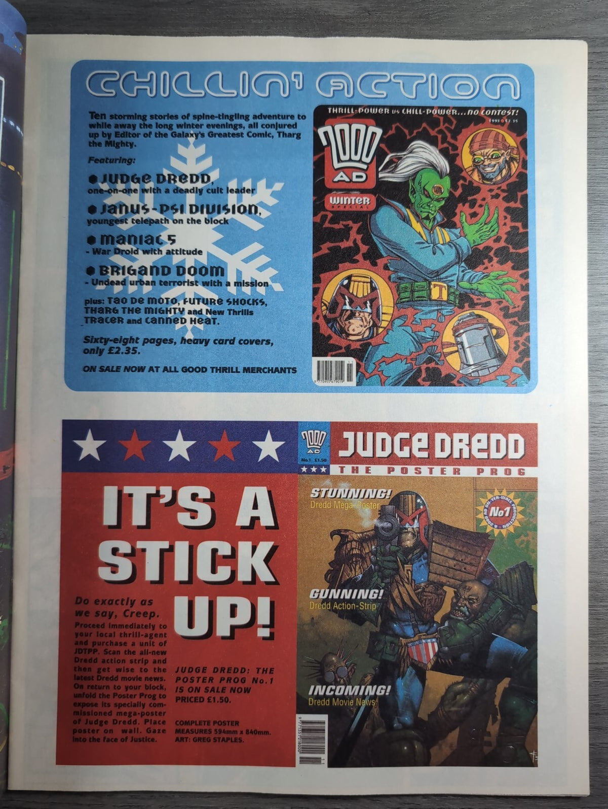 2000AD Prog 864 Featuring Judge Dredd Comic 4th Dec 1993 Vintage Retro Comic