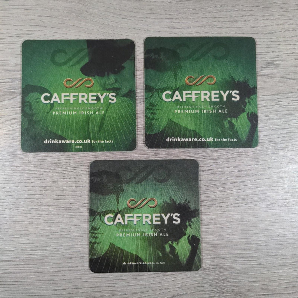 Caffreys 3 x Vintage Beer Mats Pub Bar Coaster Breweriana - Retrorama UK