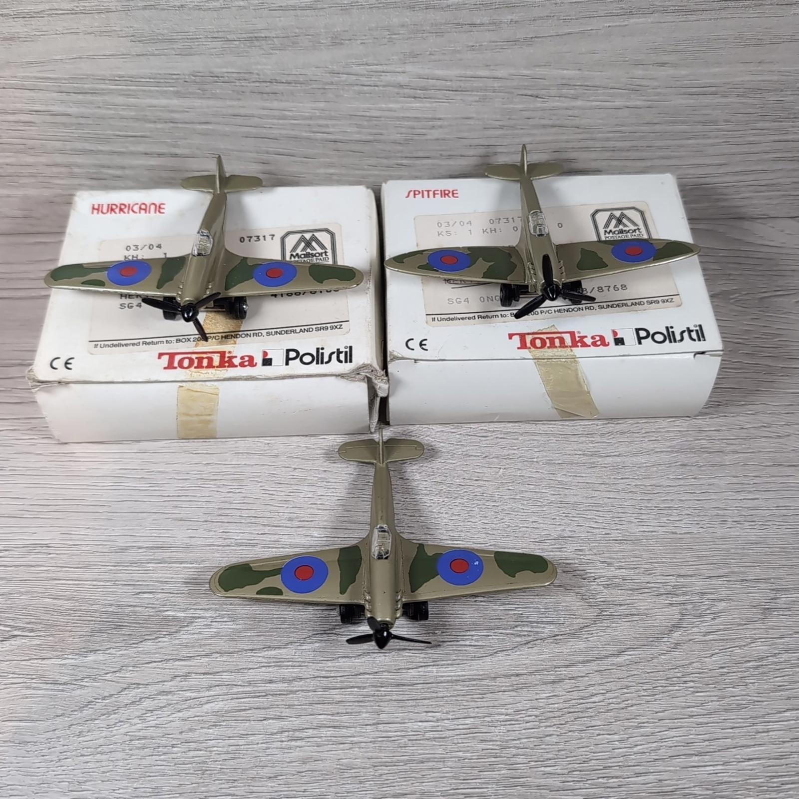Tonka Polistil Spitfire and 2 x Hurricane Die-Cast Model Military Aircraft