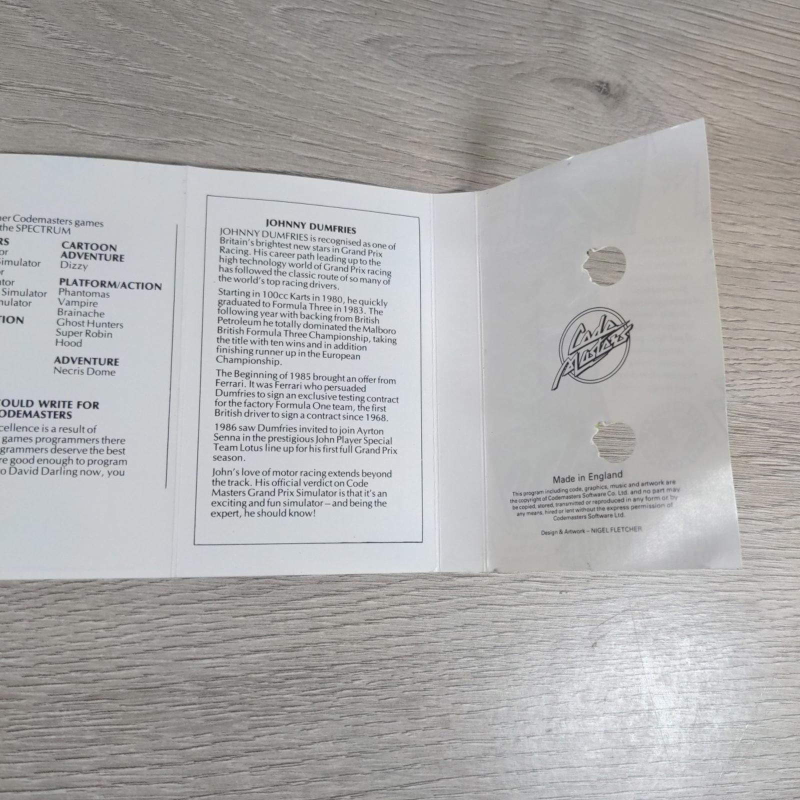 Grand Prix Simulator ZX Spectrum 48/128K Game Cassette Tested & Working