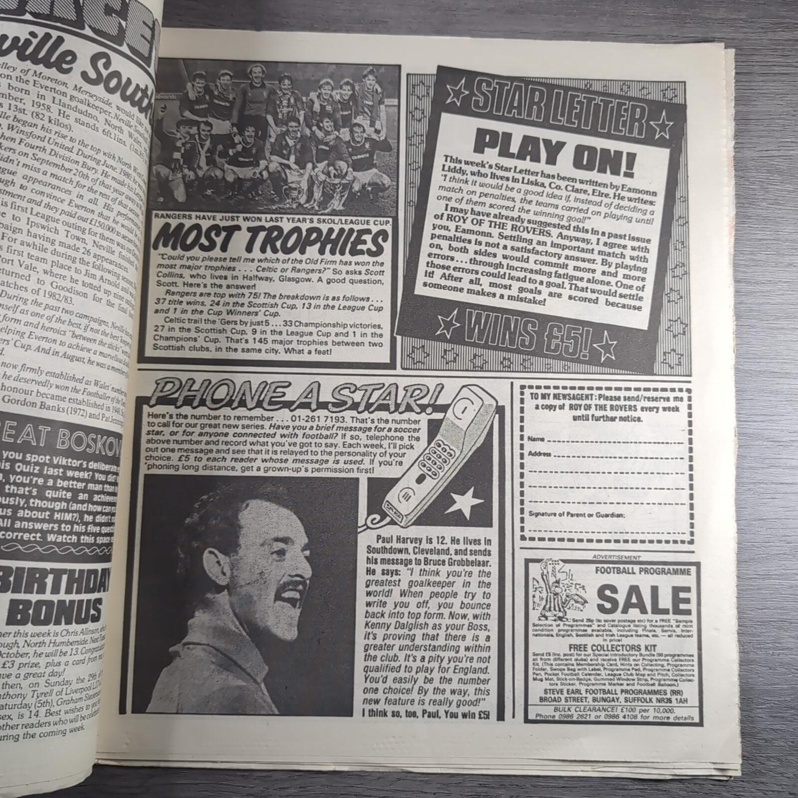 Roy of The Rovers 5th October 1985 Vintage Comic IPC Magazines