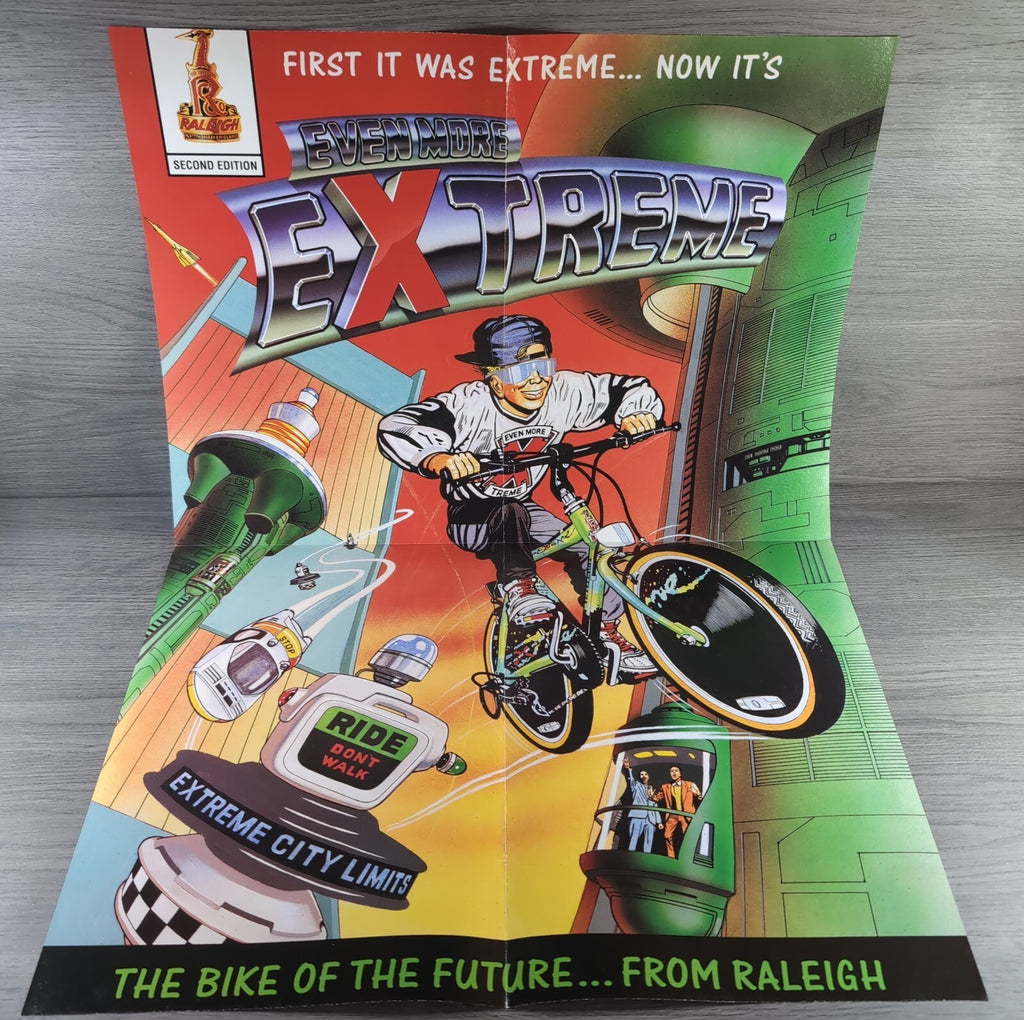 Raleigh Extreme Second Edition Bicycle Promotional Poster Vintage 1980s Genuine