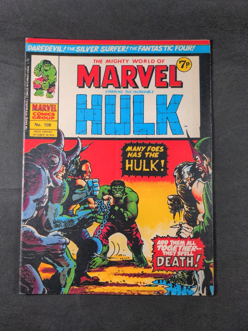 Mighty World of Marvel Comic Issue No 108 October 1974 Marvel UK Vintage Comic - Retrorama UK