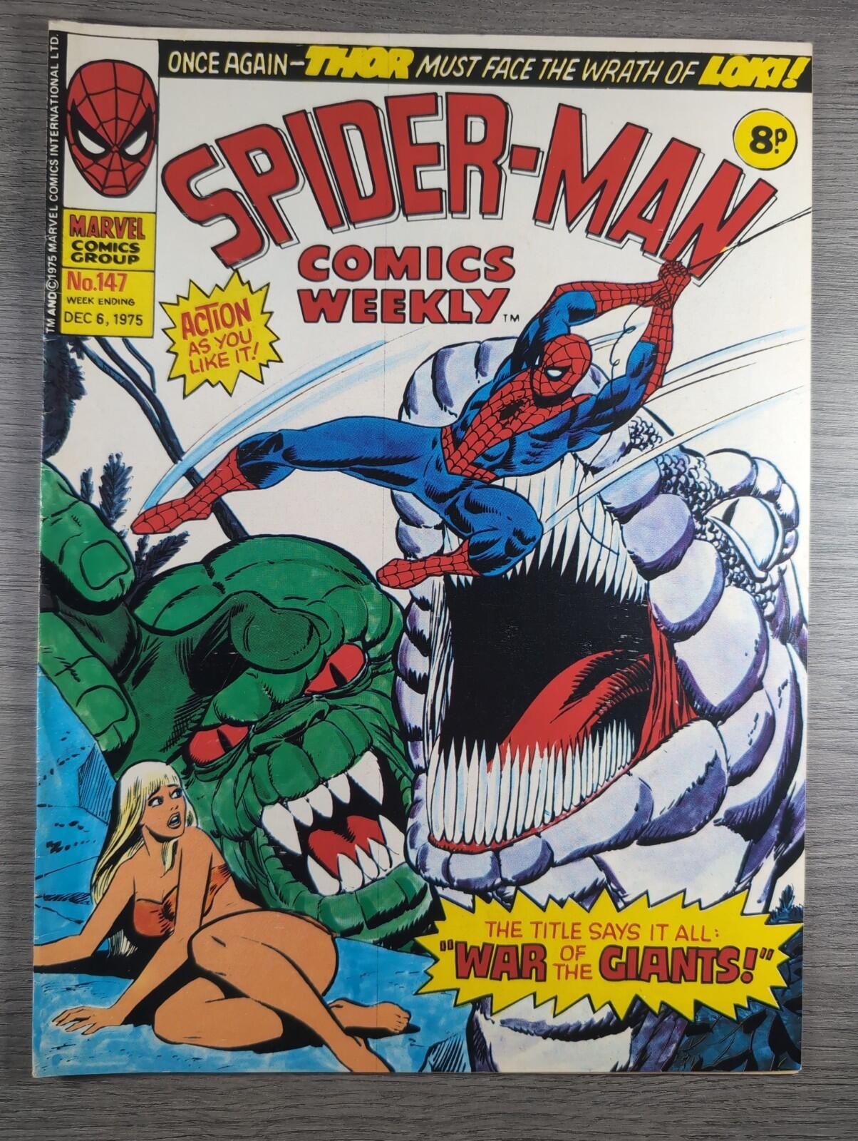 Spider-Man Comics Weekly No 147 Marvel Comics UK 6th December 1975 Vintage Comic