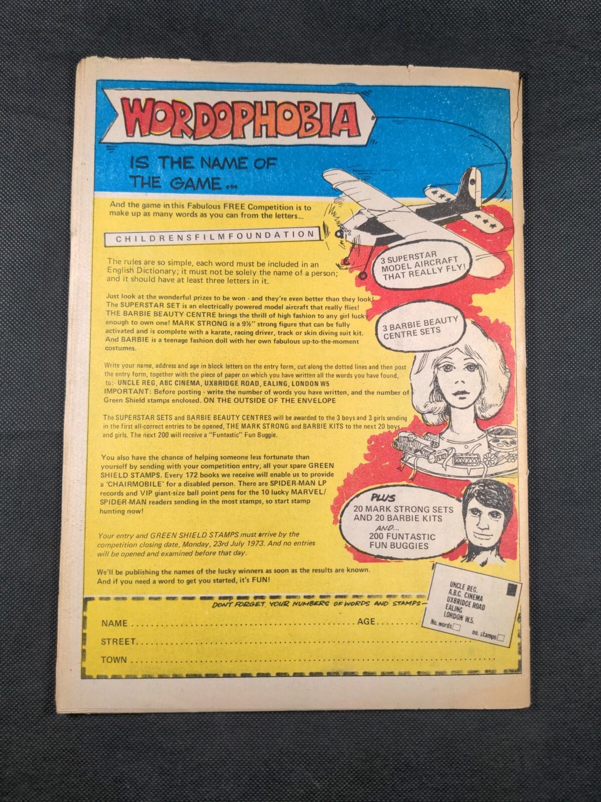 Mighty World of Marvel Issue No 40 July 1973 Vintage Marvel UK Vintage Comic