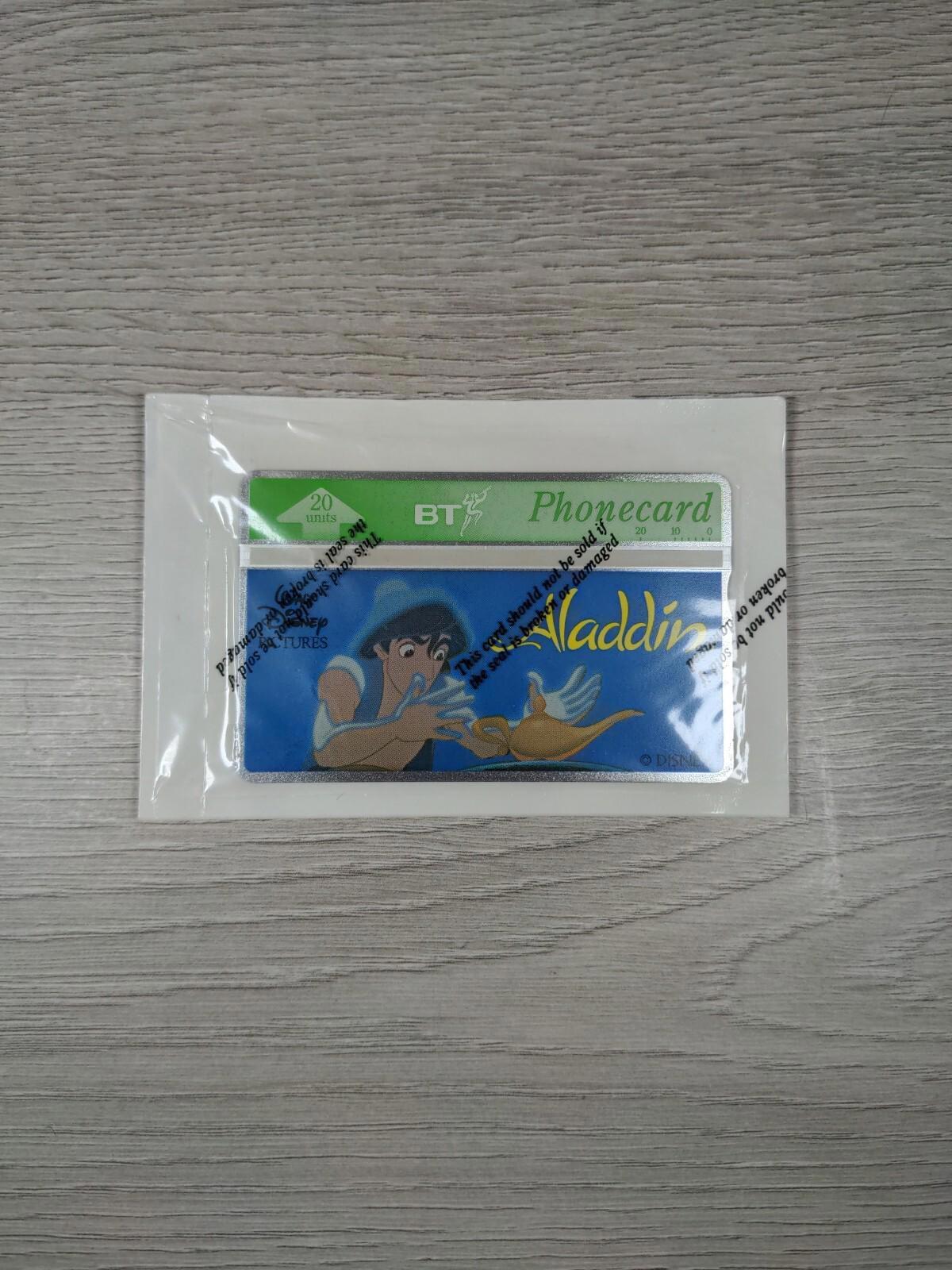 BT Phonecard 20 Units £2 Aladdin Unused Vintage Phonecard - Retrorama UK