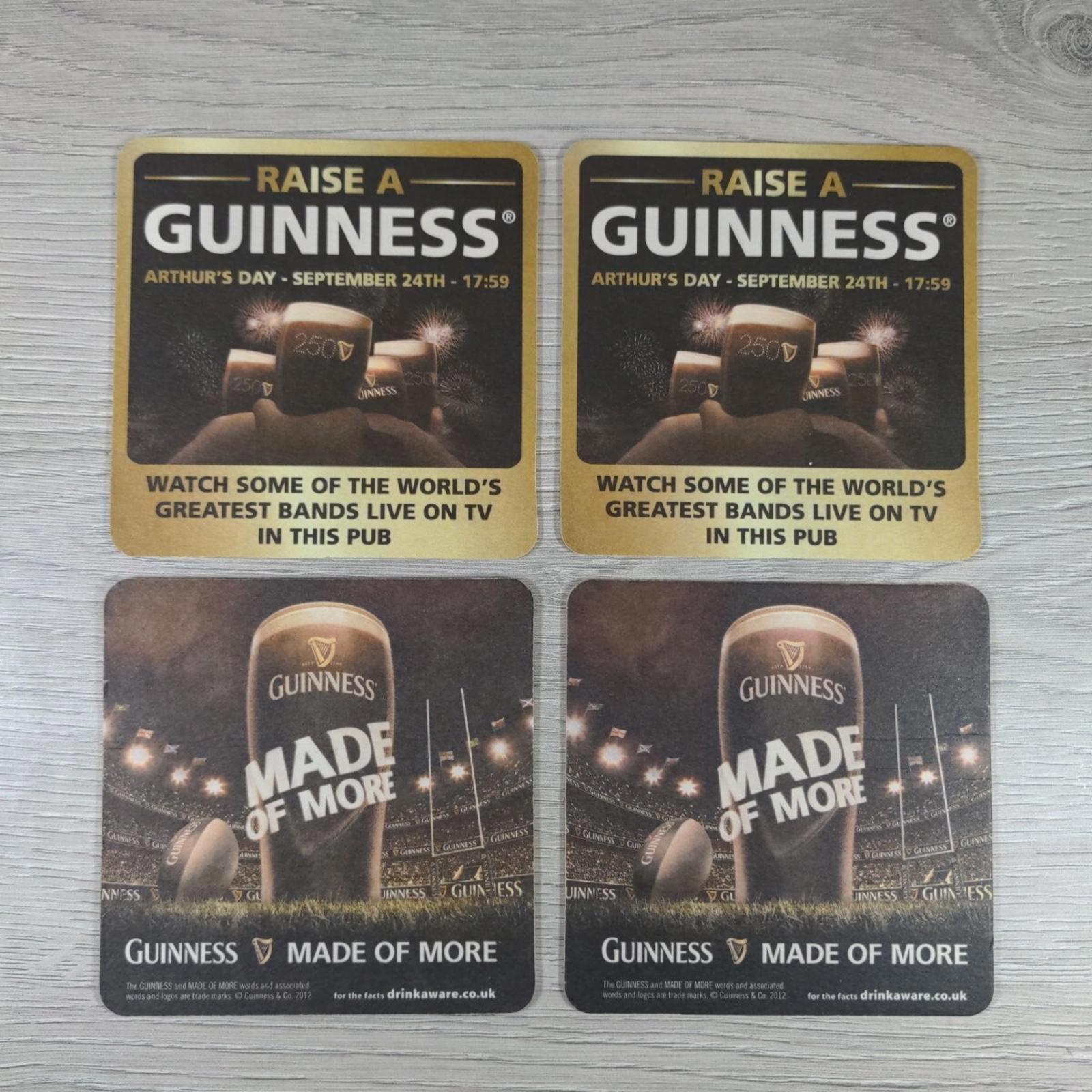 Guinness 4 x Vintage Beer Mats Pub Bar Coaster Breweriana - Man Cave - Retrorama UK