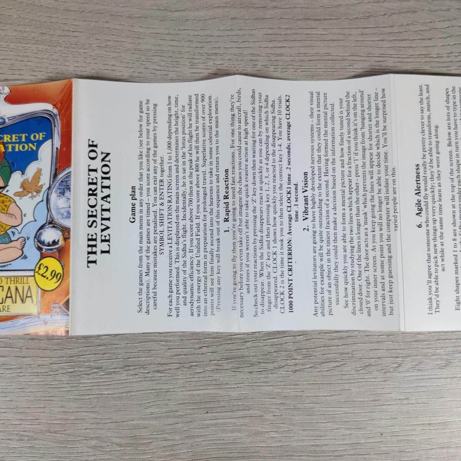 The Secret Of Levitation ZX Spectrum 48K 128K Game Cassette Tested & Working - Retrorama UK