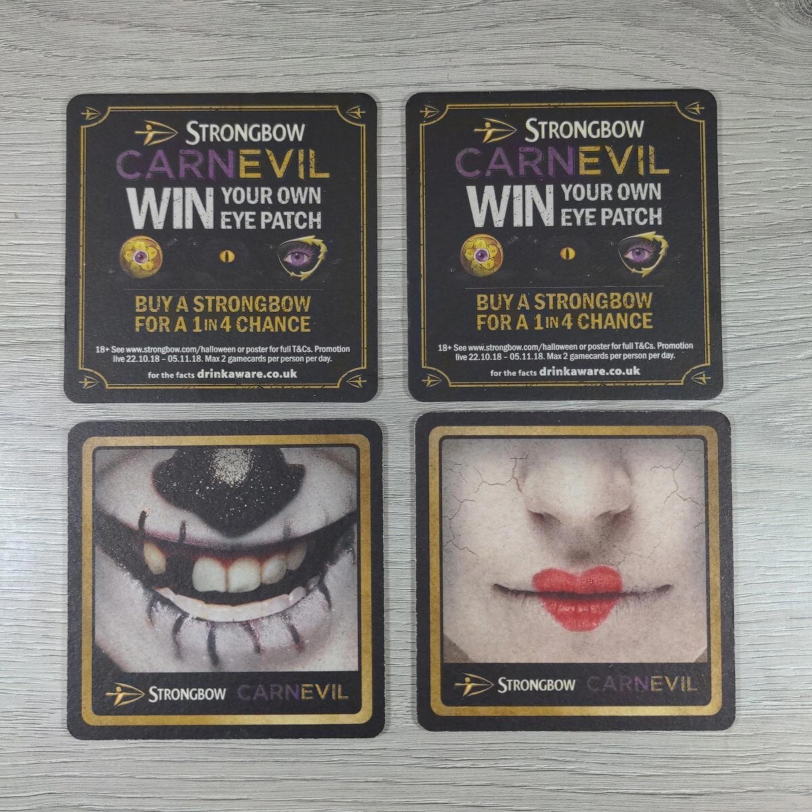 Strongbow 4 x Vintage Beer Mats Pub Bar Coaster Breweriana - Retrorama UK
