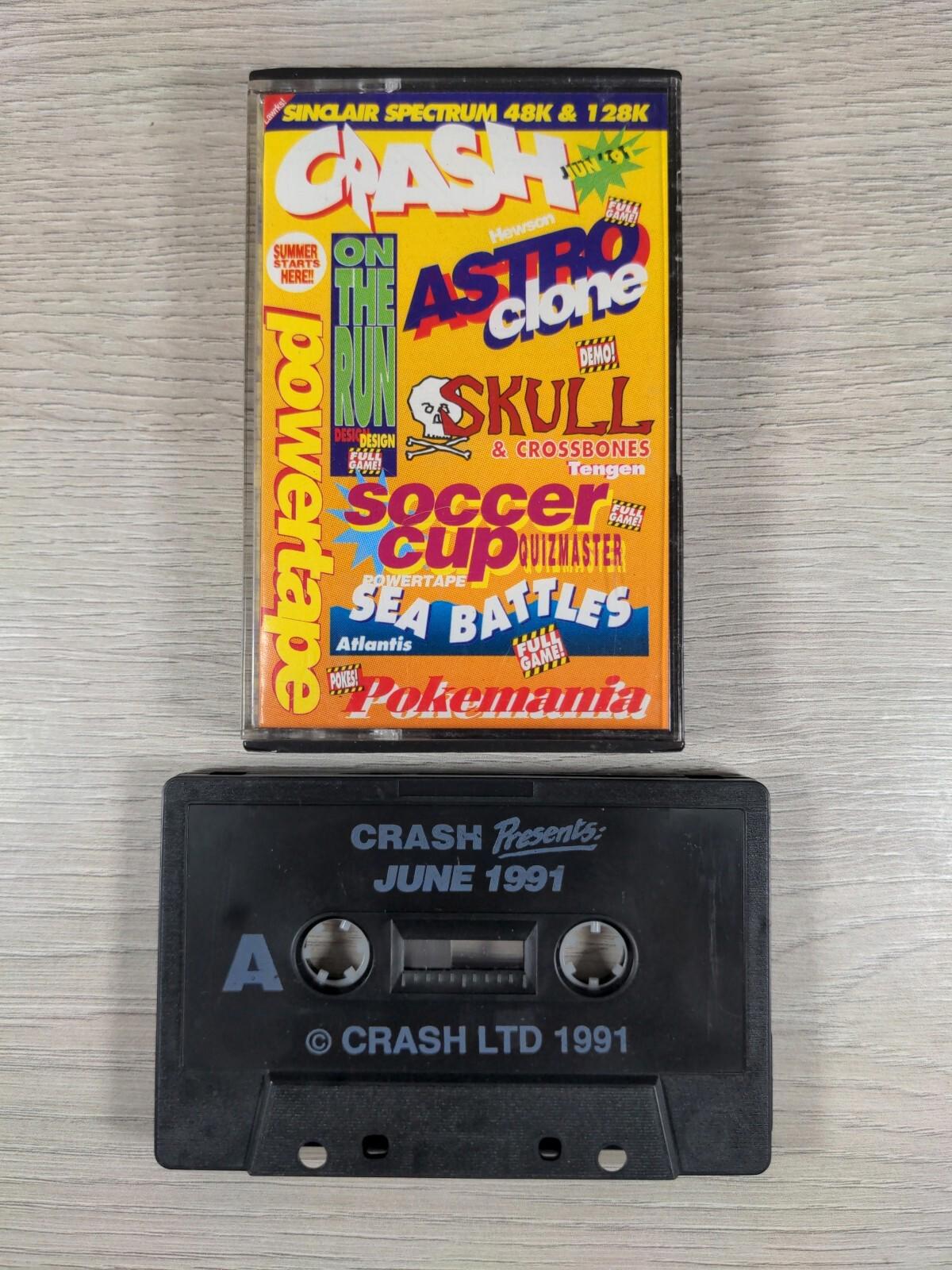 Crash Powertape June 1991 ZX Spectrum 48K 128K Game Cassette Tested & Working