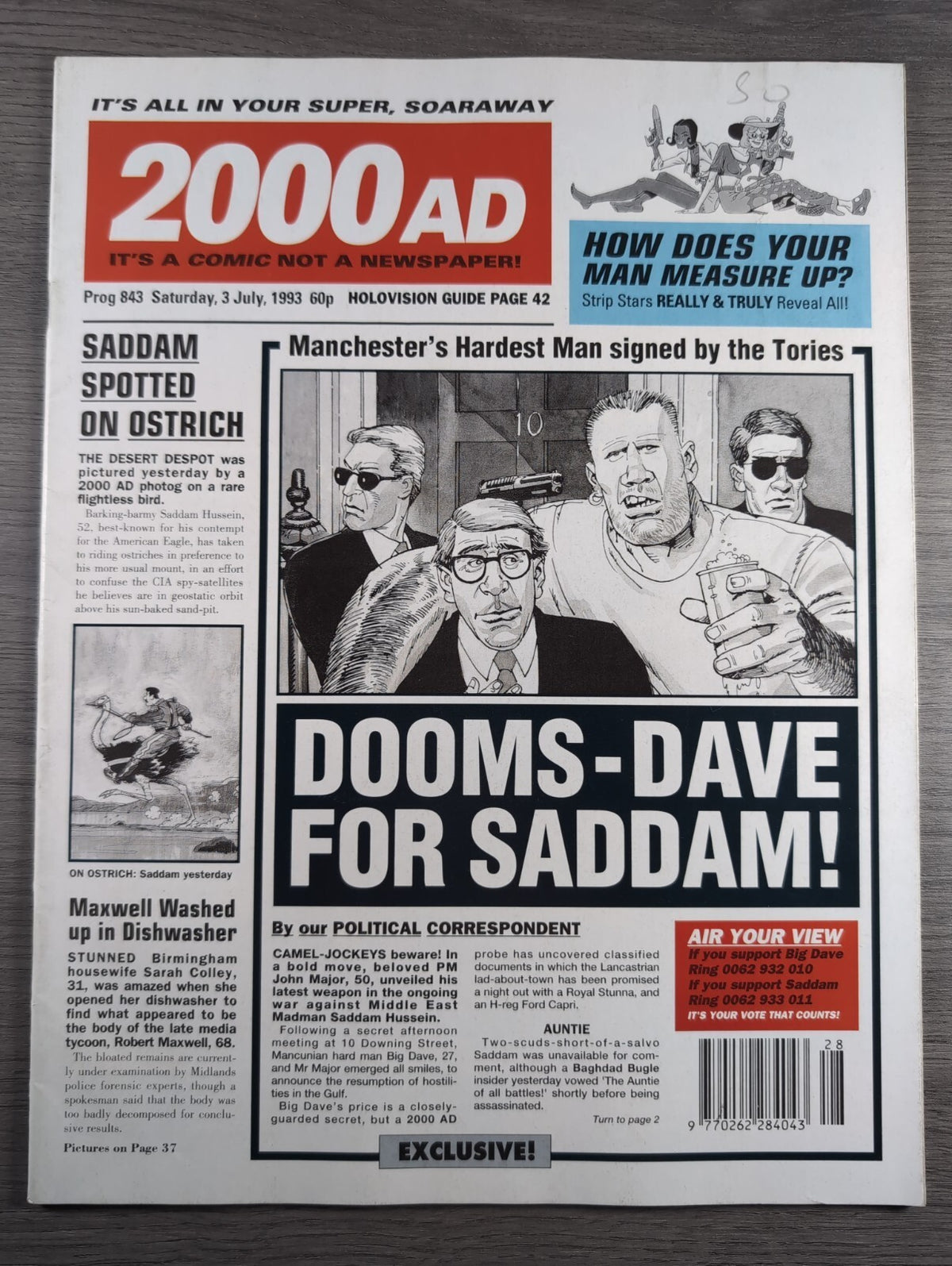 2000AD Prog 843 Featuring Judge Dredd Comic 3rd July 1993 Vintage Retro Comic