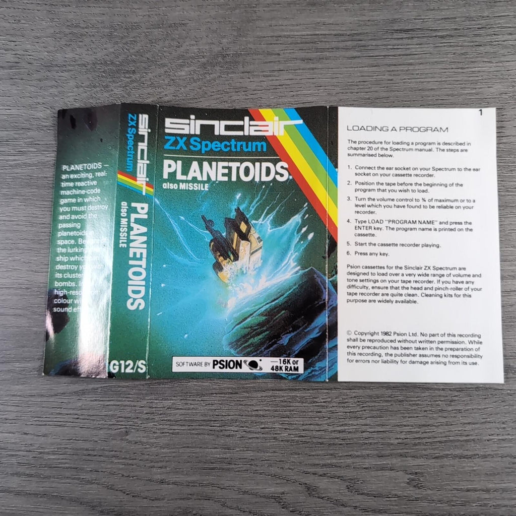 Planetoids (Missile) ZX Spectrum 16/48K Game Cassette Tested & Working