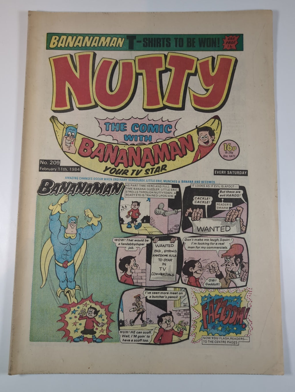 Nutty Comic Featuring Bananaman Issue No. 209 Feb 11th 1984 Vintage Retro Comic