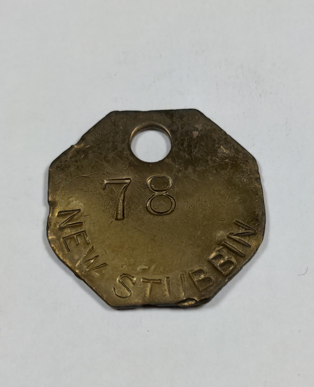 New Stubbin No78 Colliery Brass Miners Pit Check Token Tally Mining Memorabilia