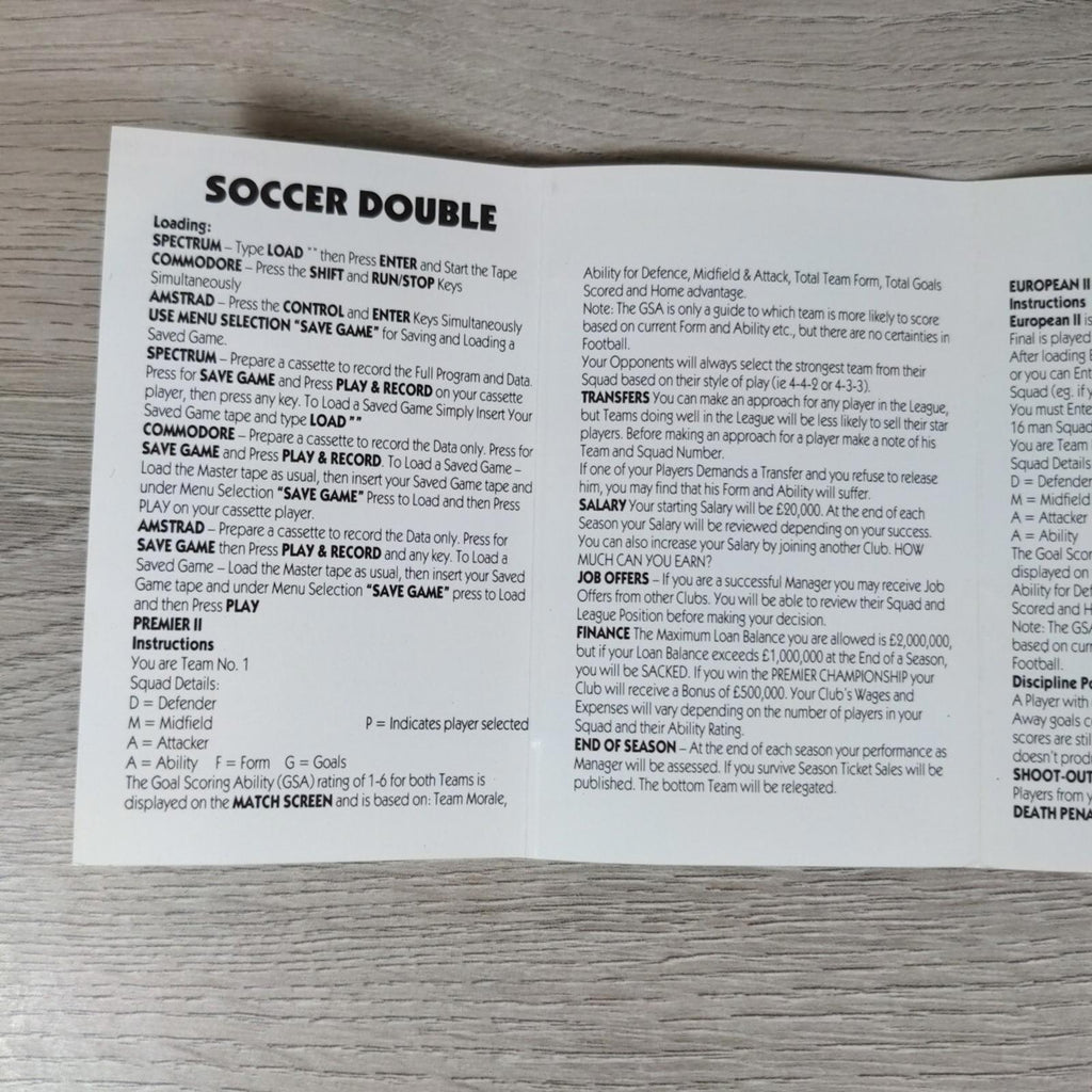 Soccer Double ZX Spectrum 48K 128K Game Cassette - Fully Tested & Working