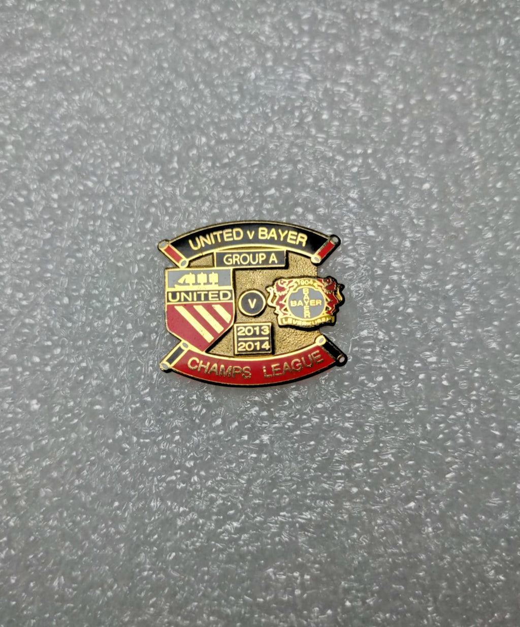 Manchester United v Bayer 2013 2014 Championship League Pin Badge - Retrorama UK
