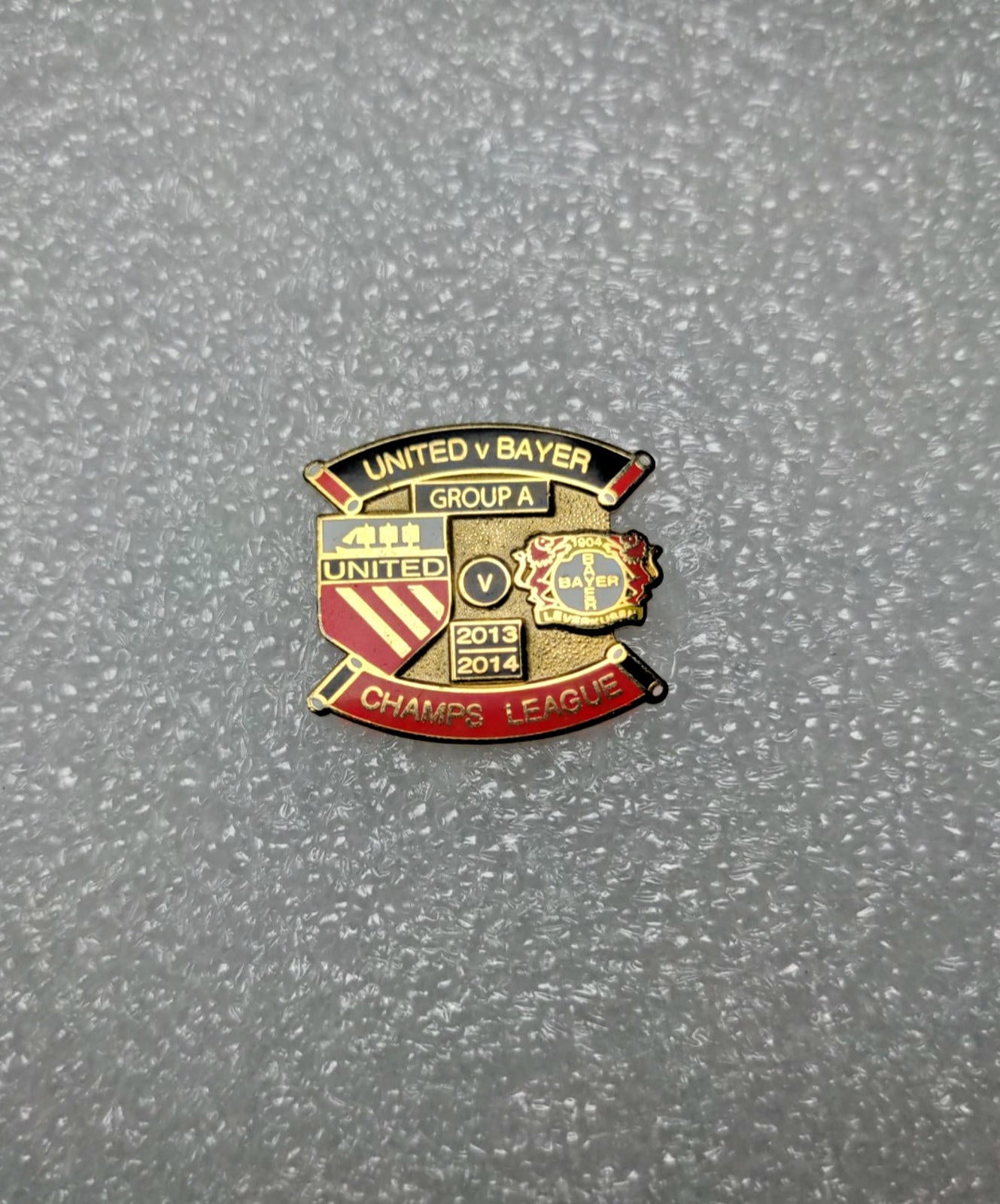 Manchester United v Bayer 2013 2014 Championship League Pin Badge - Retrorama UK