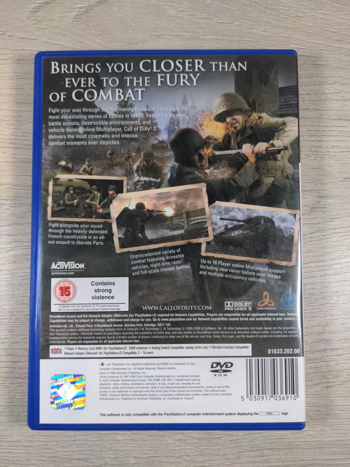 Call of Duty 3 2006 Playstation 2 PS2 Game + Manual Tested & Working