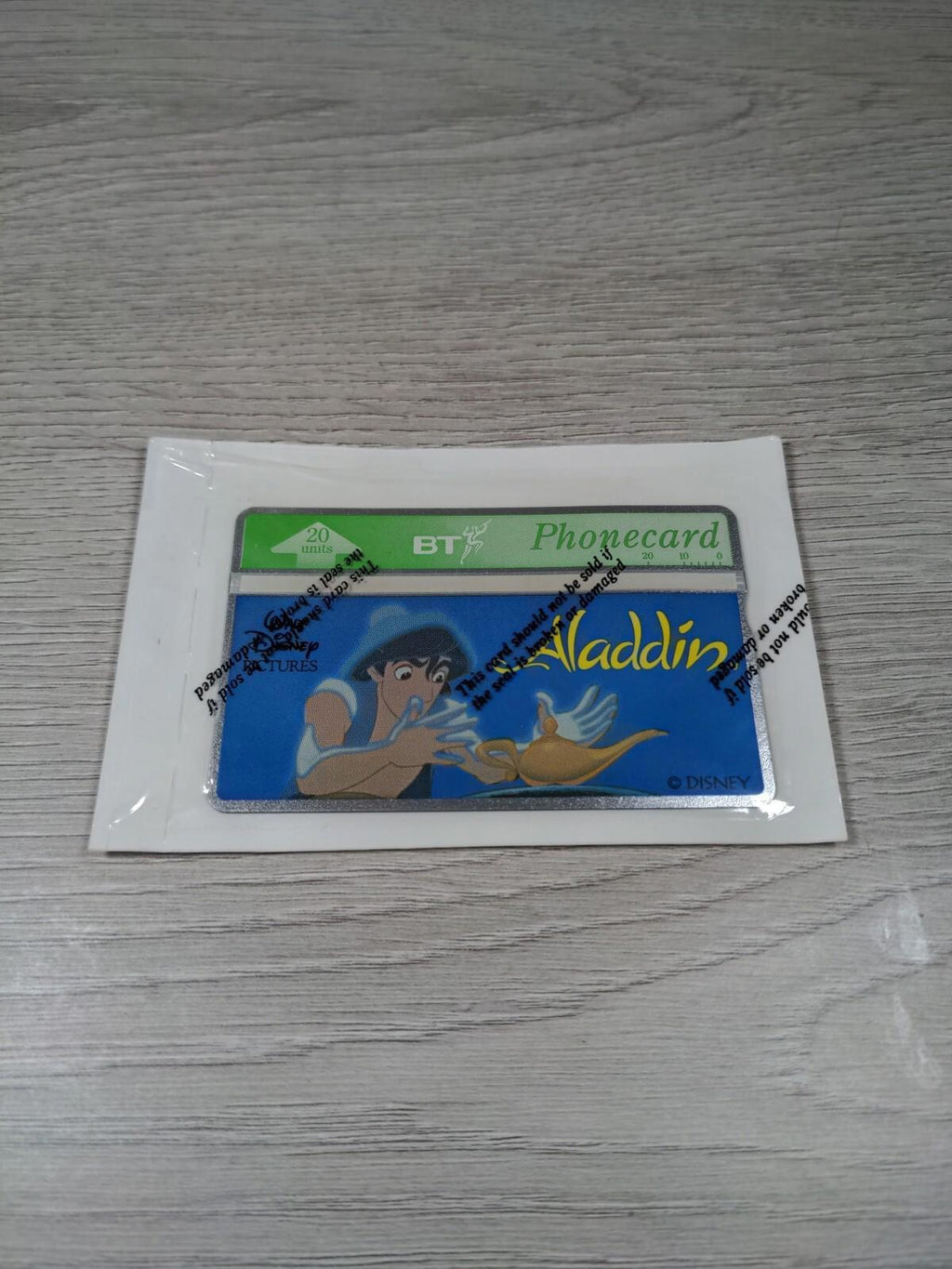 BT Phonecard 20 Units £2 Aladdin Unused Vintage Phonecard - Retrorama UK